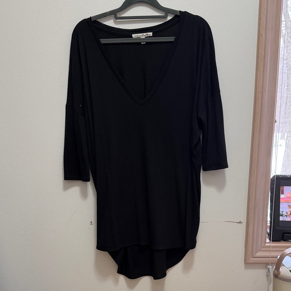 Express Black V-Neck Tunic Top
